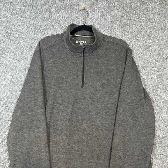 Orvis Sweater Mens XL Gray 1/4 Sweatshirt Stretch Casual Long Sleeve - Picture 4 of 10